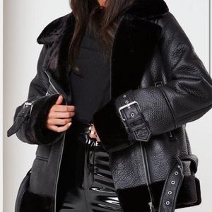 Premium Black Zip Detail Aviator Jacket